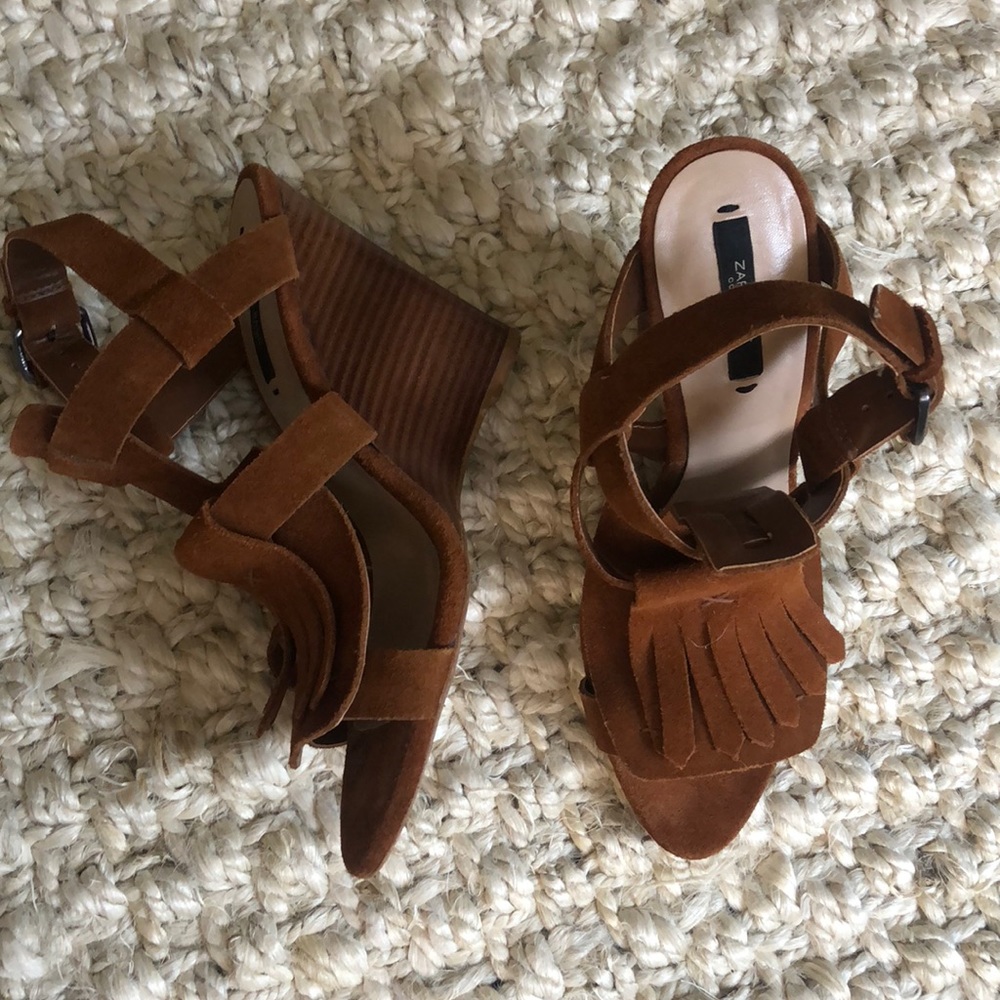 Zara Fringe Suede Wedges